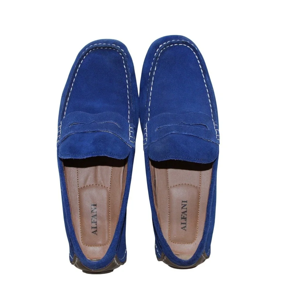 Alfani Tigger Driving Loafers Mens 10M Blue Suede Penny Loafers Slip On